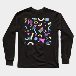 80s colorful background geometric style Long Sleeve T-Shirt